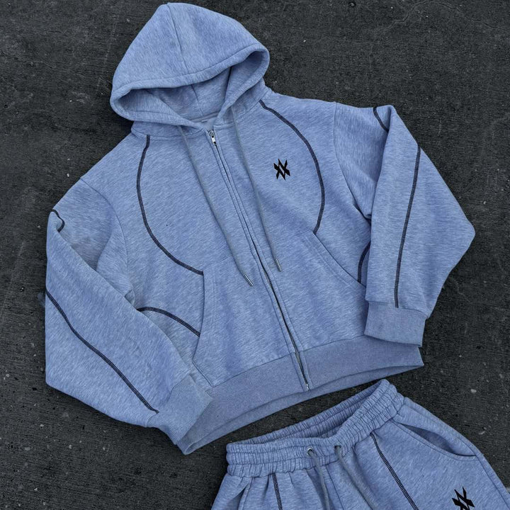 Street Hooded Cardigan Sweater Men's And Women's Same Loose Hooded Sweatpants Suit