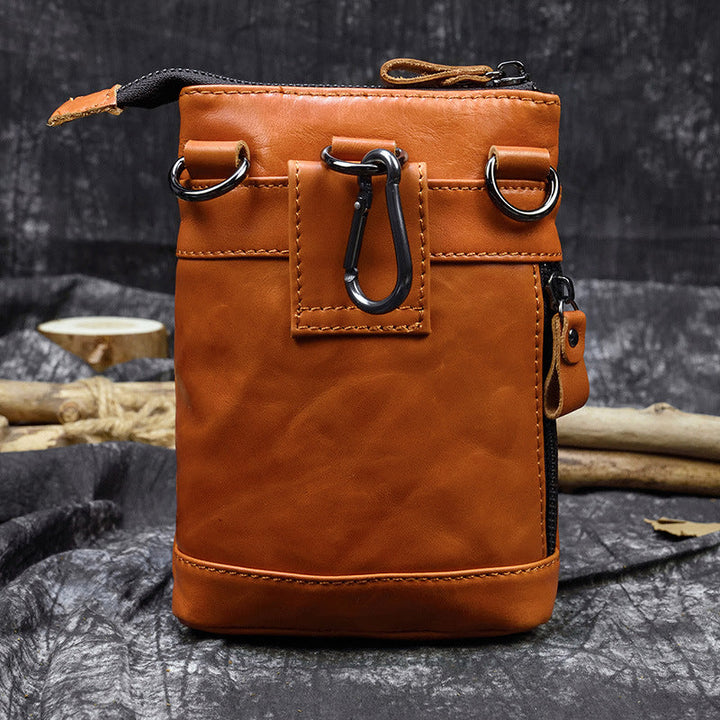 Men's Leather Belt Bag Crazy Horse Leather Crossbody Bag