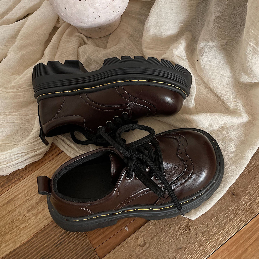 Womens Casual British-style Soft-soled Leather Shoes