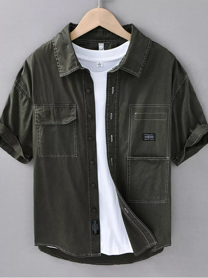 Men's Plus Size Button Up Short Sleeve Shirt
