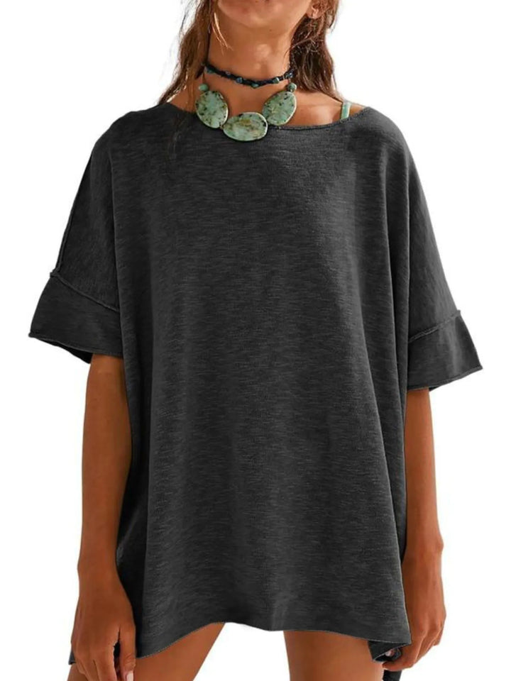 Oversized Round Neck Drop-Shoulder T-Shirt