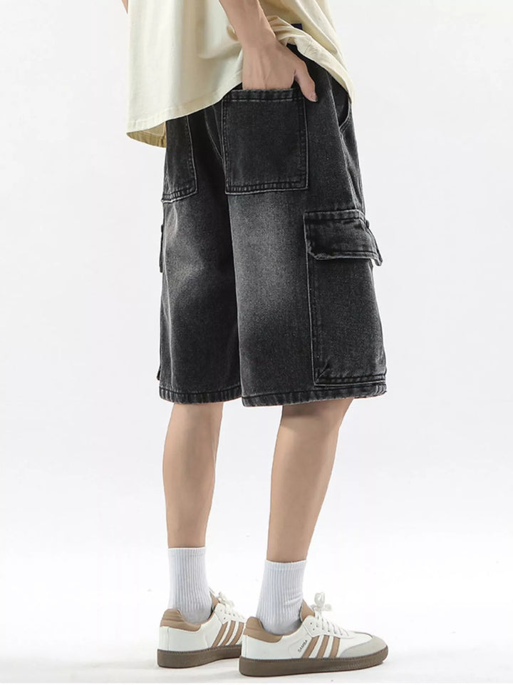 Men's Full Size Wash Drawstring Cargo Shorts Plus Size