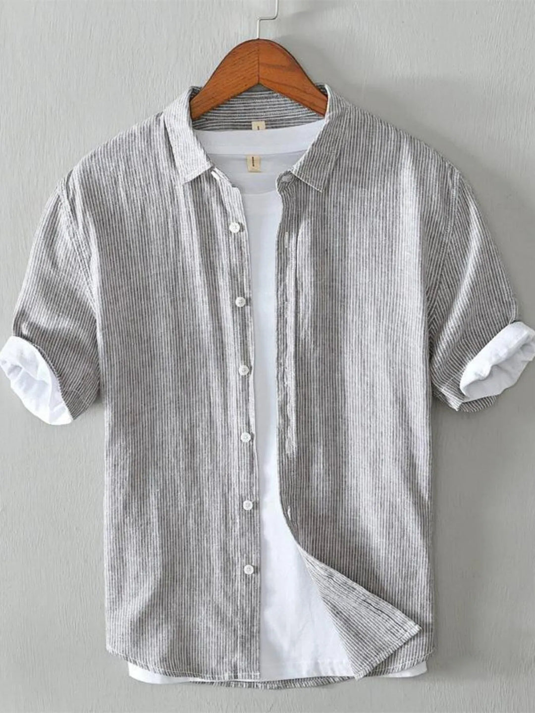 Men's Plus Size Casual Striped Short Sleeve Shirt