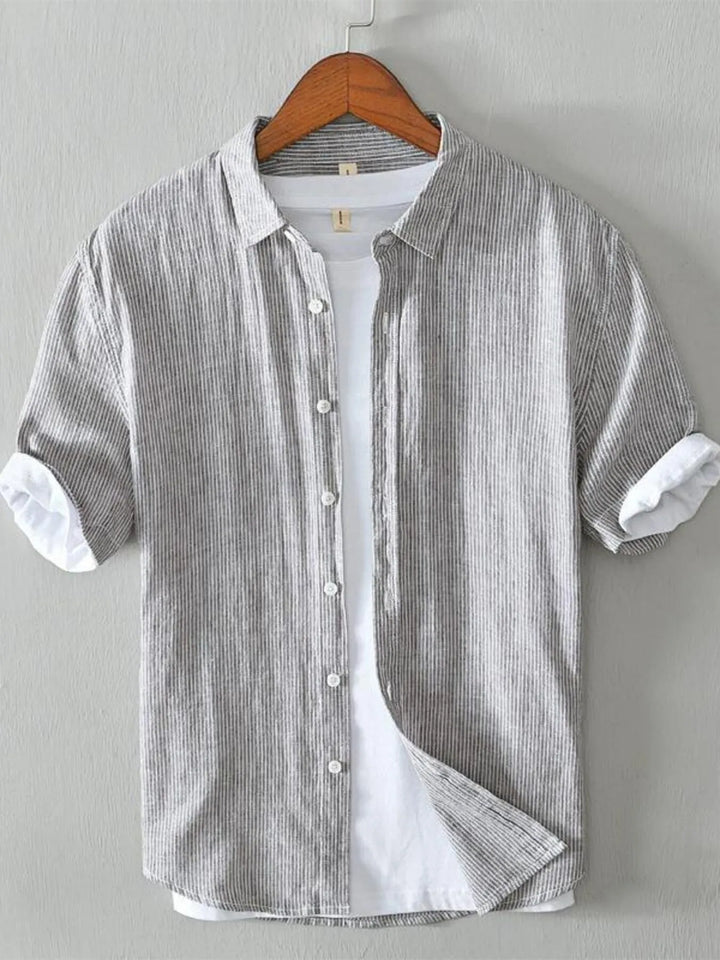 Men's Plus Size Casual Striped Short Sleeve Shirt