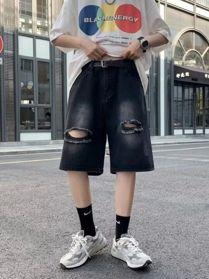 Men's Full Size Distressed Loose Fit Denim Shorts Plus Size