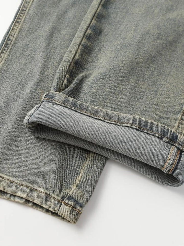 Men's High Waist Straight Leg Cargo Jeans