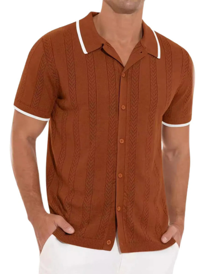 Men's Full Size Button Down Contrast Trim Shirt Plus Size