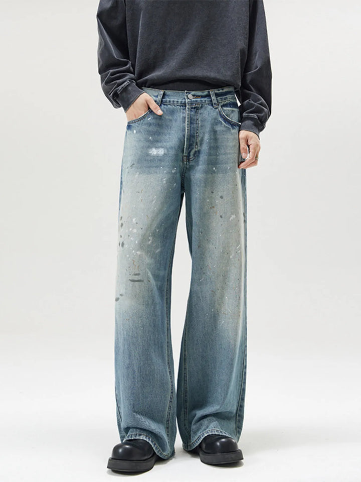Men's Vintage Washed Wide Leg Jeans