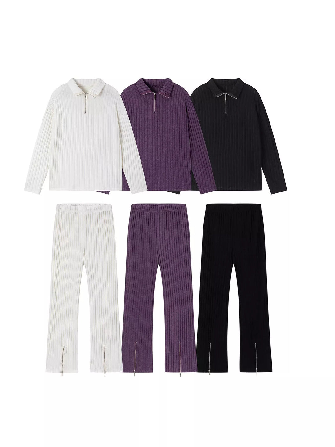 Ribbed Knit Top and Pants Set