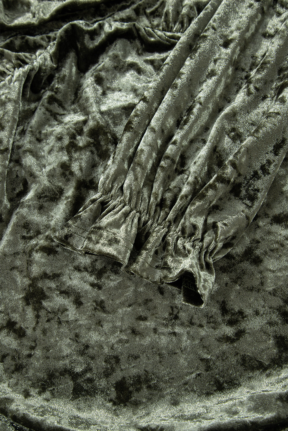 Jungle Green Plus Size Velvet Babydoll Mini Dress with Puff Sleeve