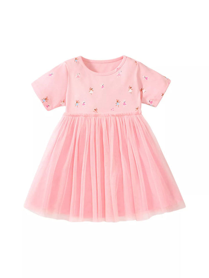 Children's Rainbow Print Tulle Dress