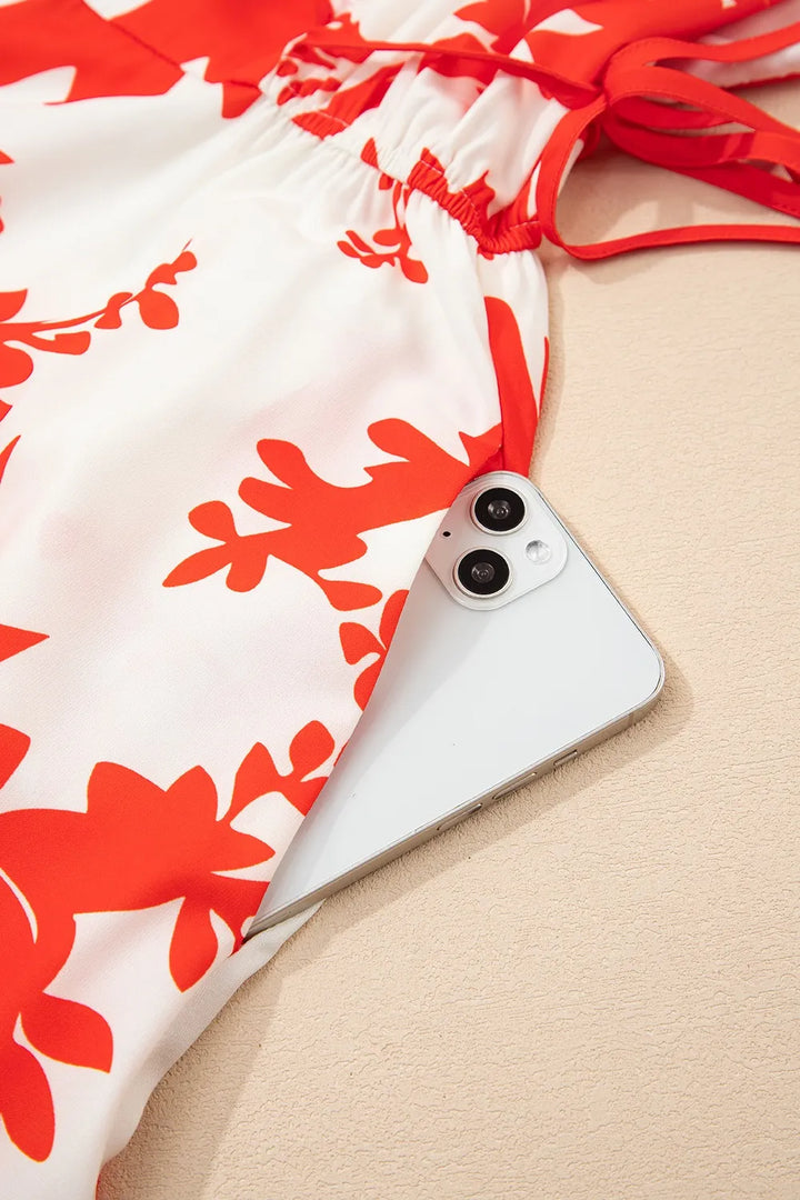 Floral V-Neck Summer Midi Dress