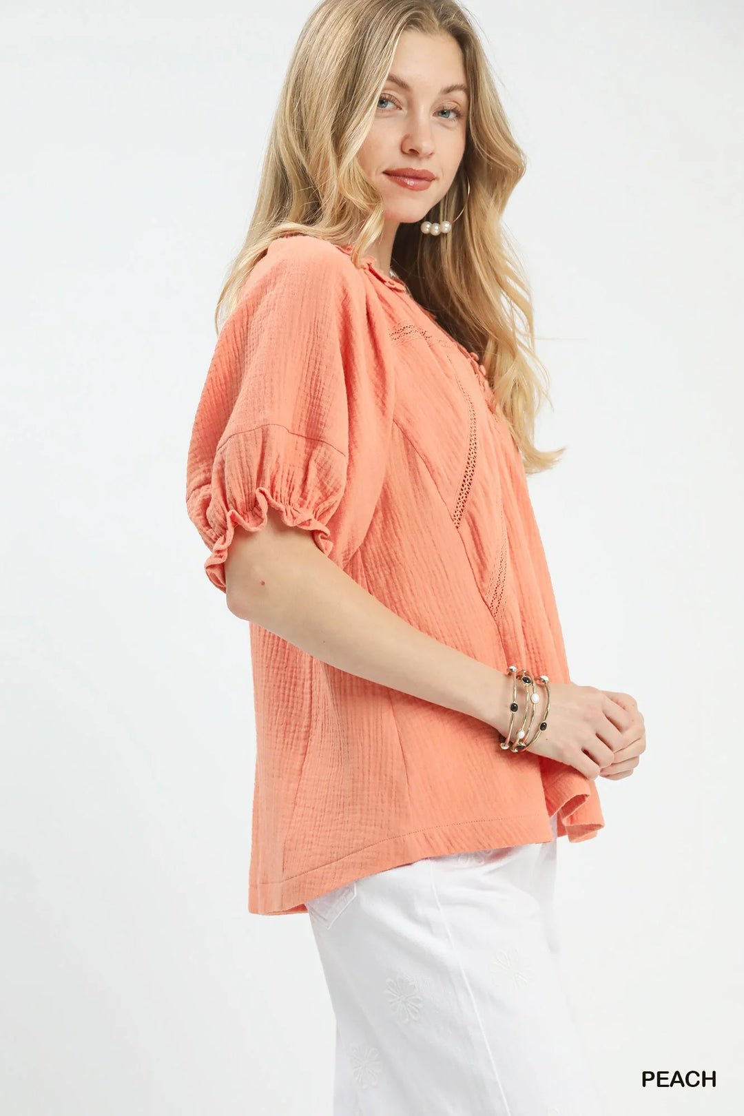 Umgee Cotton Gauze Ruffle Top