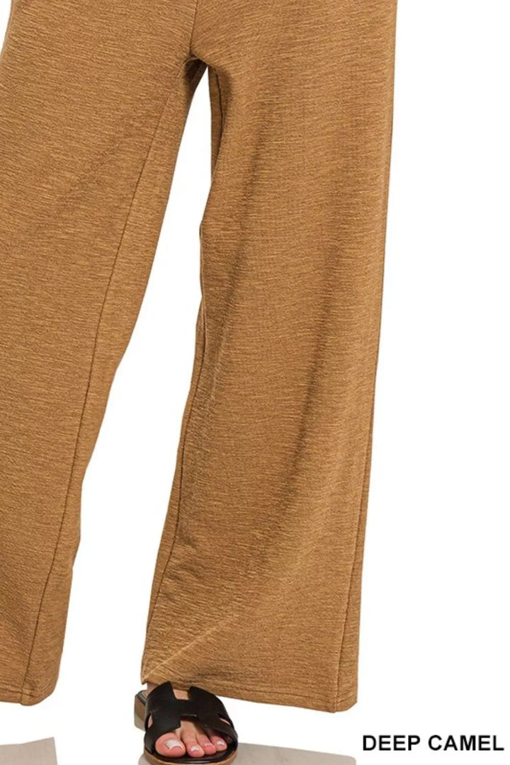 Zenana Cotton Slub Wide Leg Pants