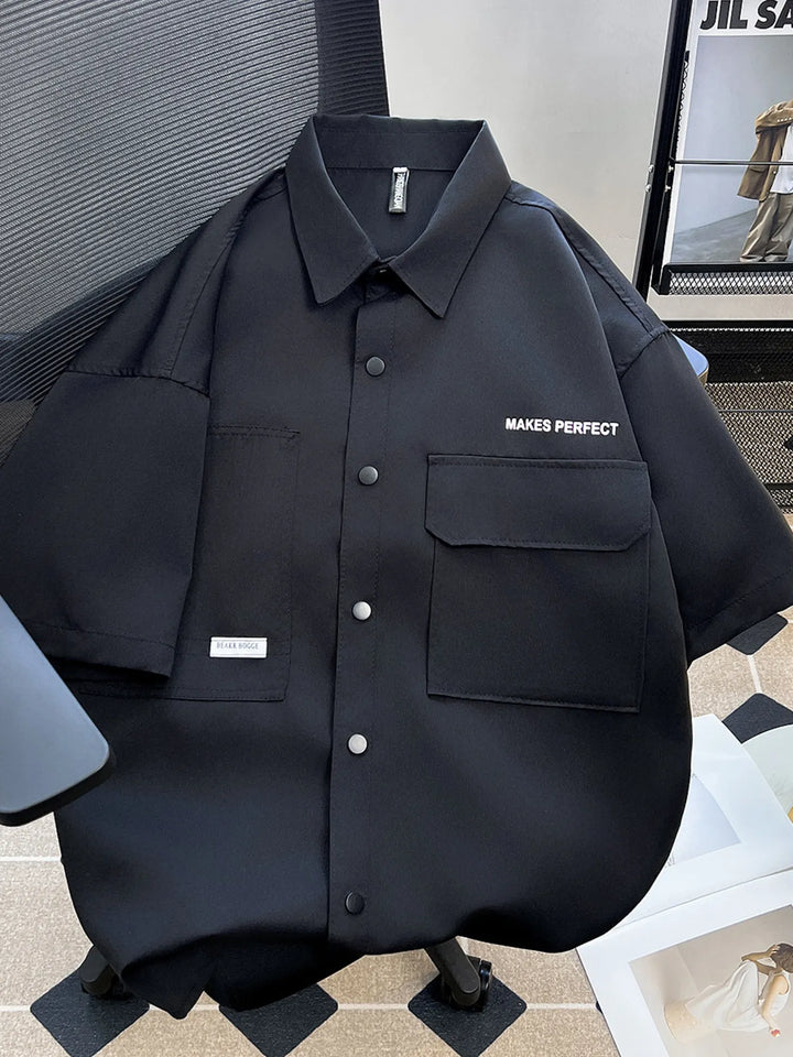 Men's Plus Size Button Up Short Sleeve Shirt