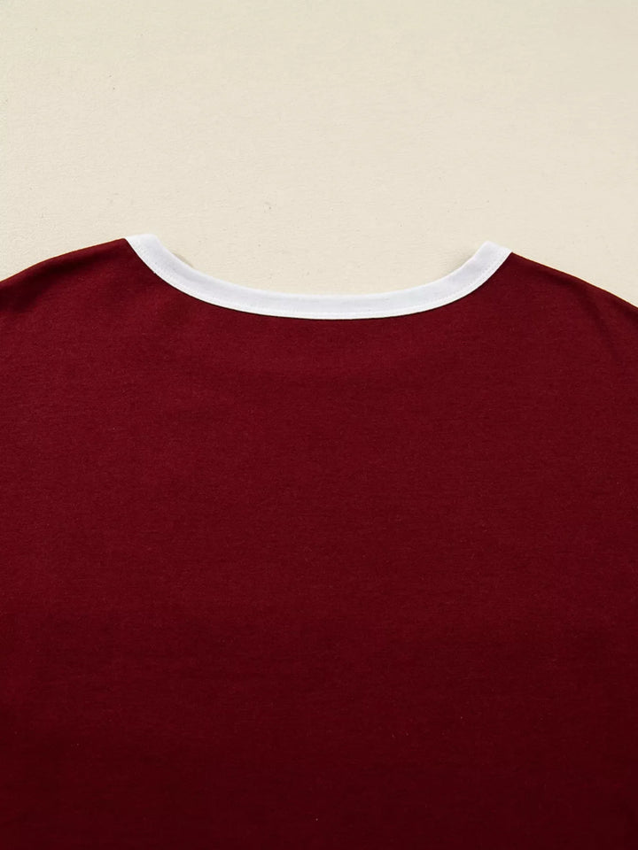 Flower Patched Round Neck Long Sleeve Top