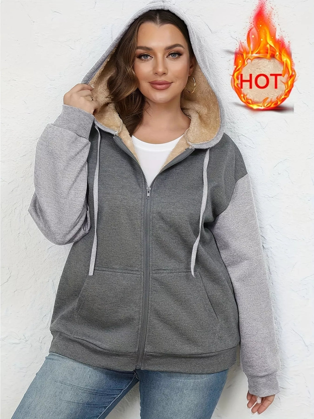 Sherpa Lined Zip-Up Hoodie