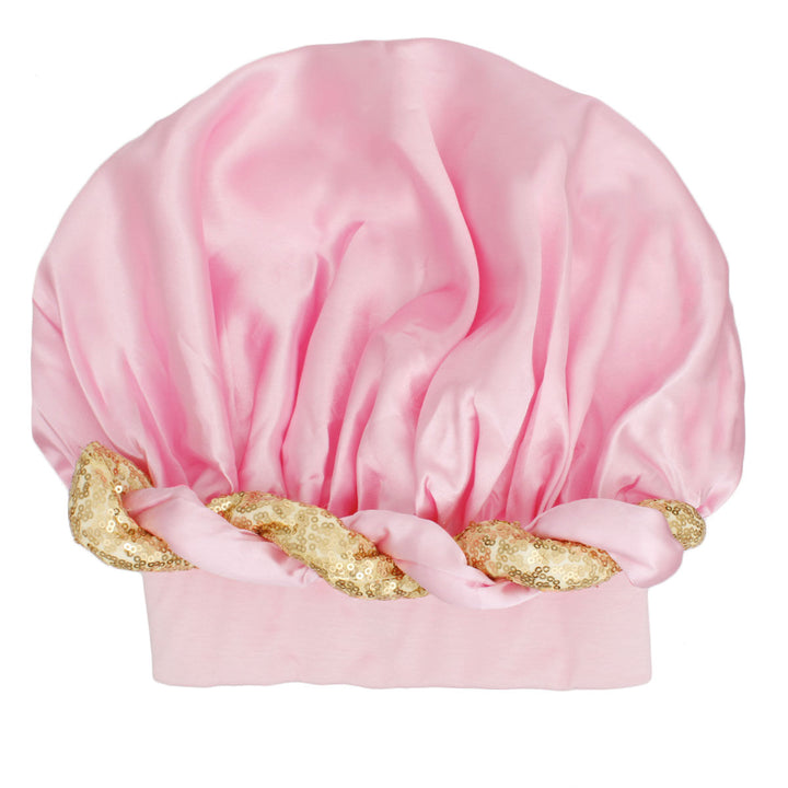 Bonnet Light Pink Gold Satin Wide Edge Twist Women