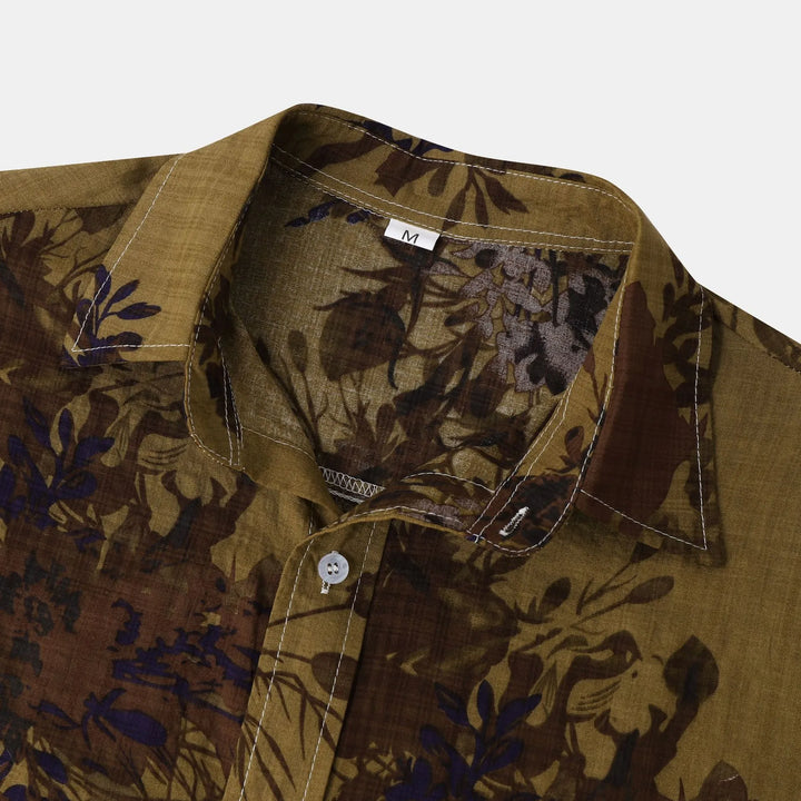 Men's Plus Size Printed Short Sleeve Button Down Casual Shirt