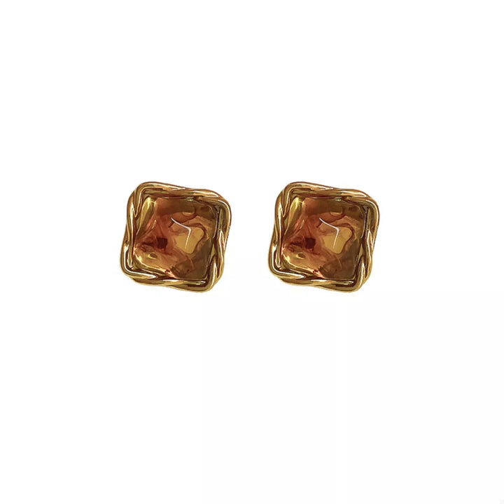 18K Gold-Plated Alloy Resin Geometric Earrings