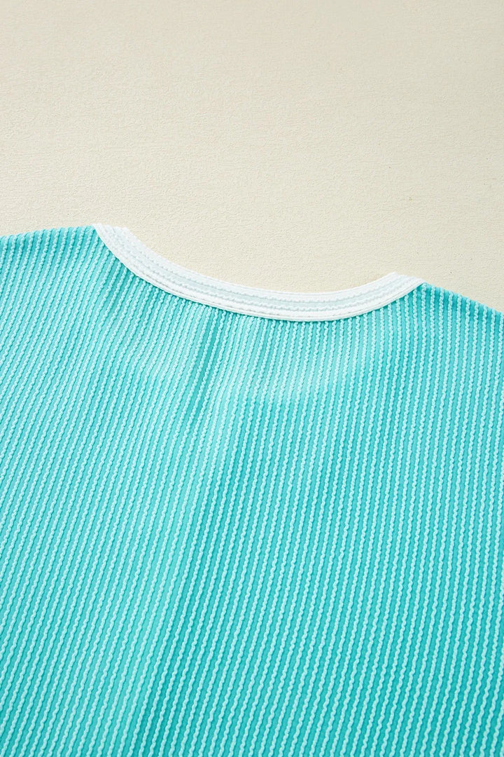 Corded Half Button Henley T Shirt