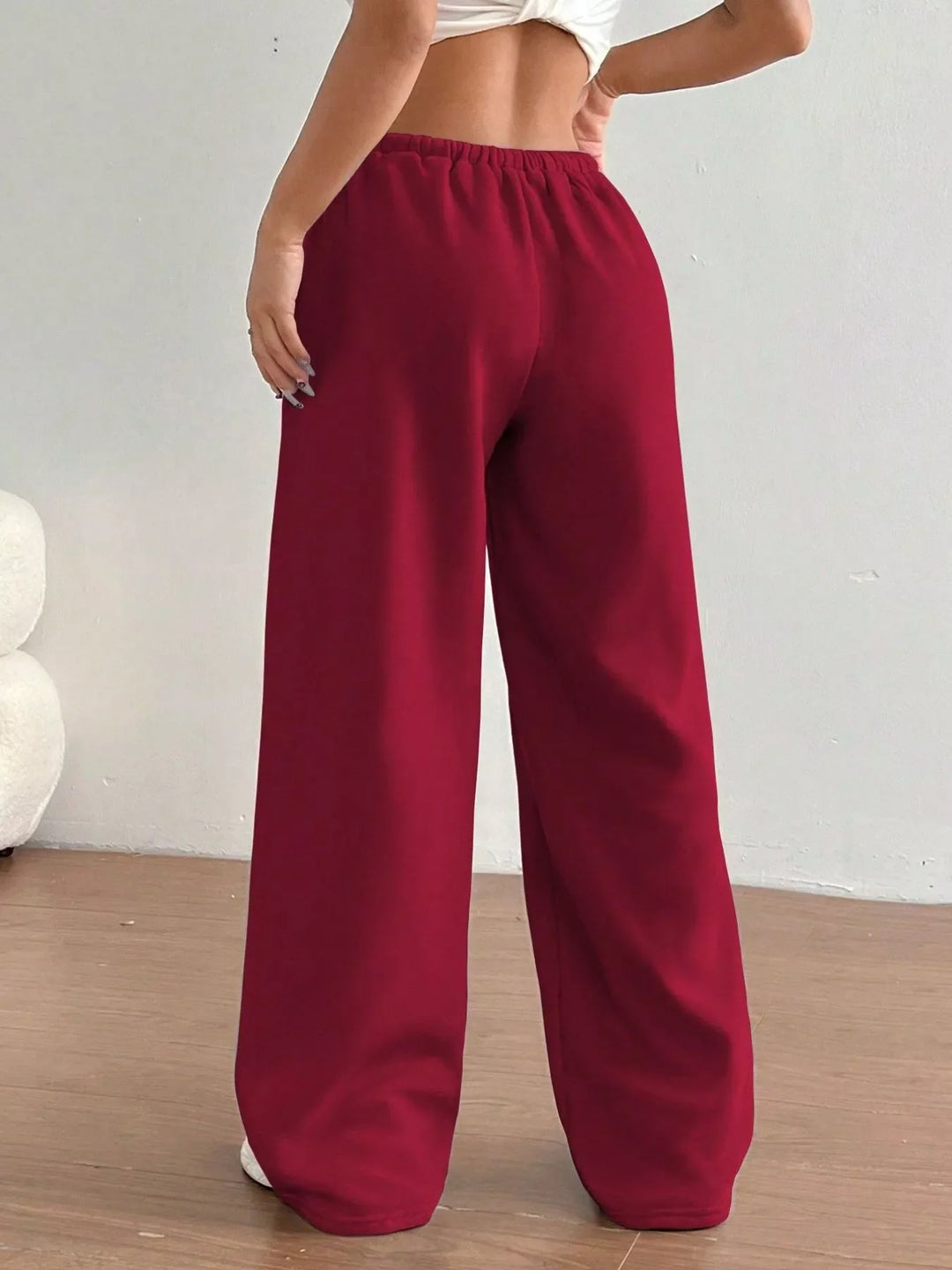 Casual Drawstring High Waist Wide Leg Sweatpants