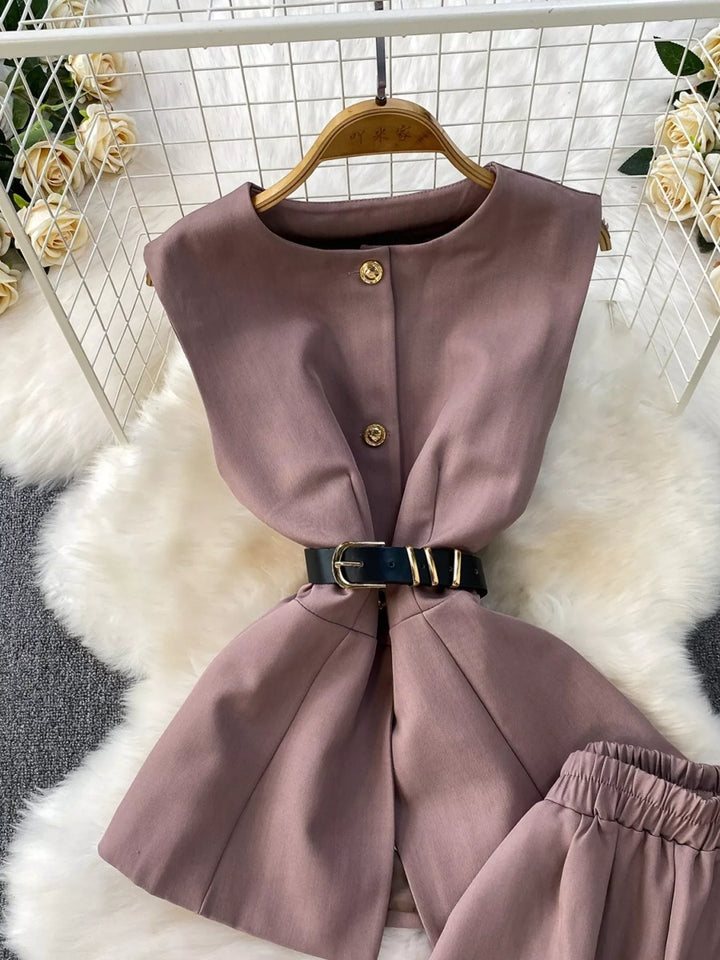 Sleeveless Top and Wide-Leg Pants Set