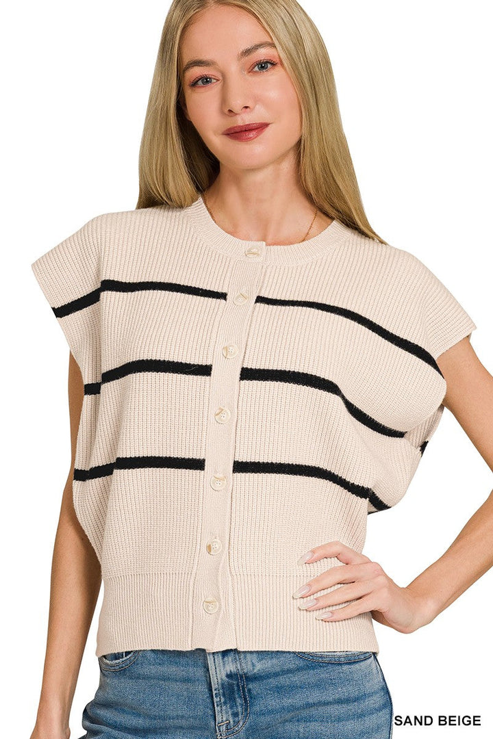 Zenana Striped Viscose Sweater Vest