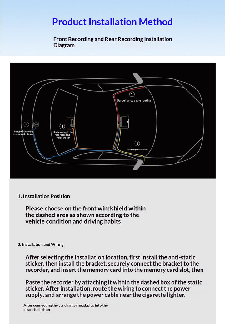 High-definition Car 4K Front And Rear Dual-recording In-vehicle Dashcam