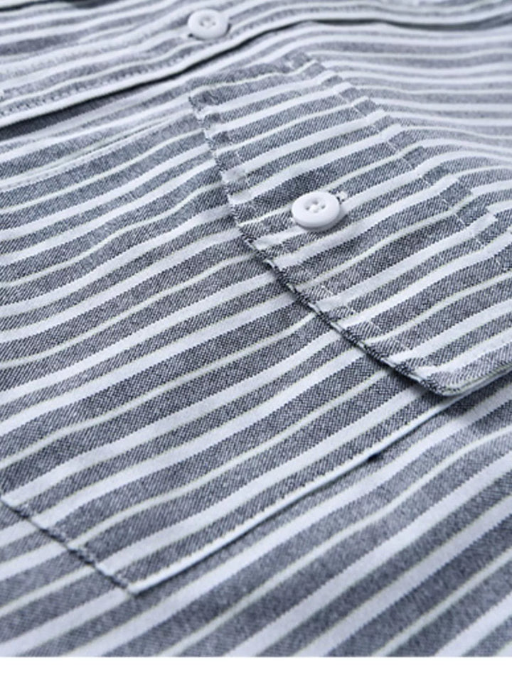 Men's Plus Size Striped Casual Long Sleeve Shirt