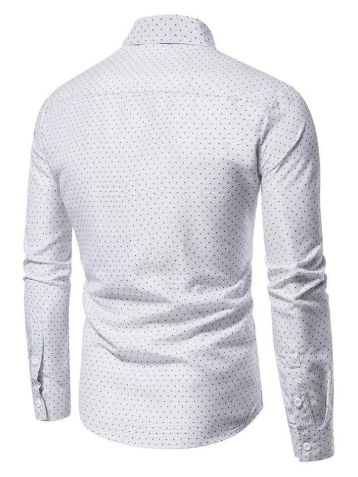 Men's Slim Fit Dotted Pattern Long Sleeve Shirt