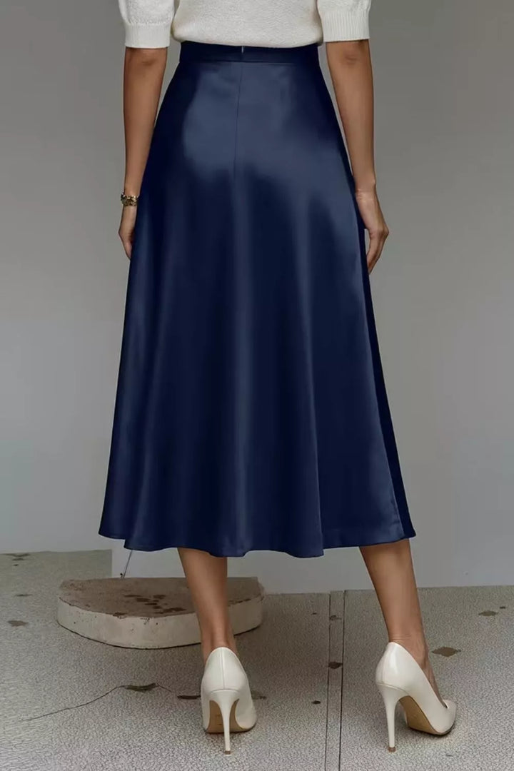 Satin A-Line Midi Skirt