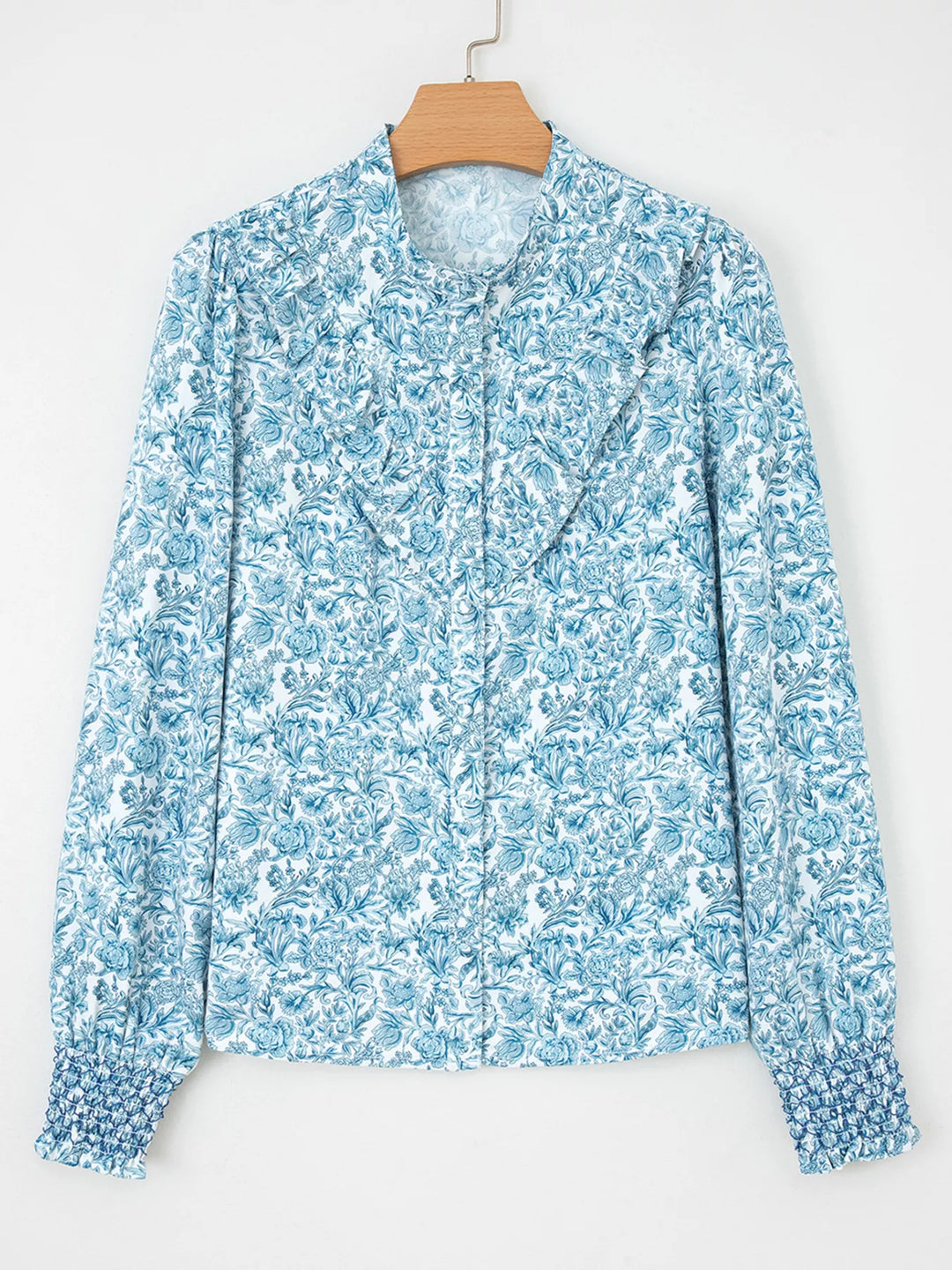 Floral Button Up Puff Sleeve Shirt