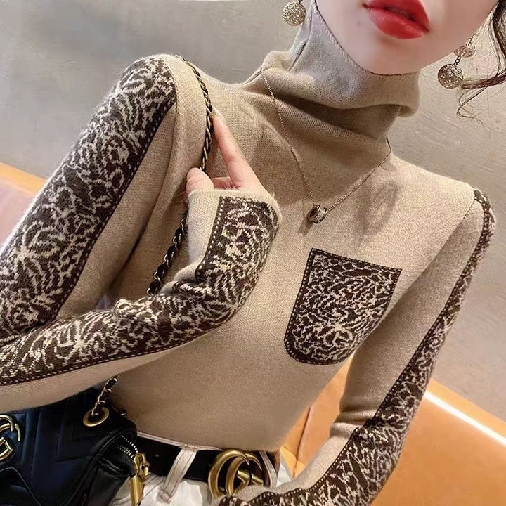 Womens High End Color-block Knit Top