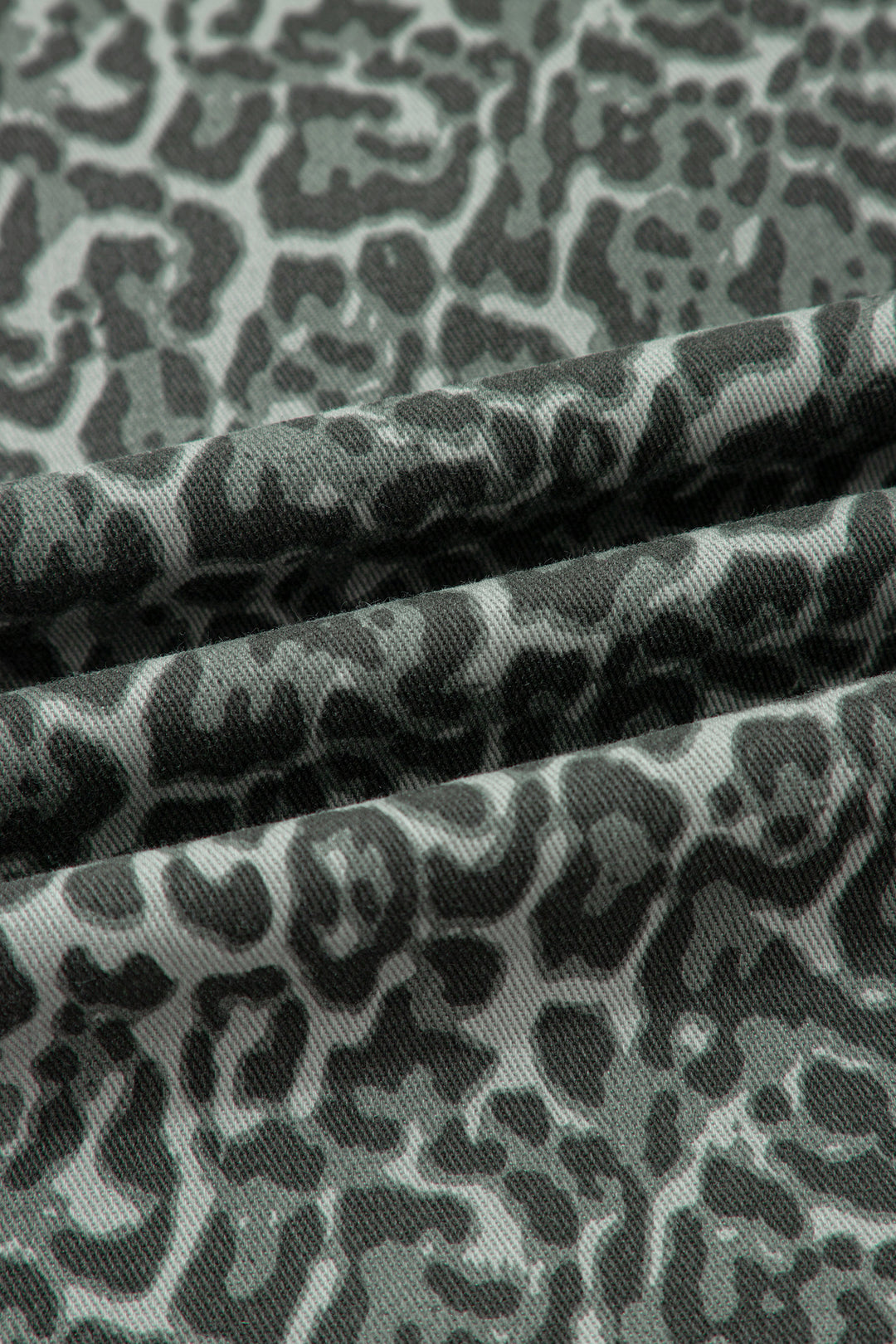 Gray Leopard Frayed Edge Wide Leg High Waist Jeans