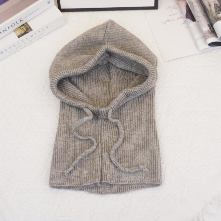 Fashionable And Warm Scarf With Integrated Yarn Knitted Hat For Women
