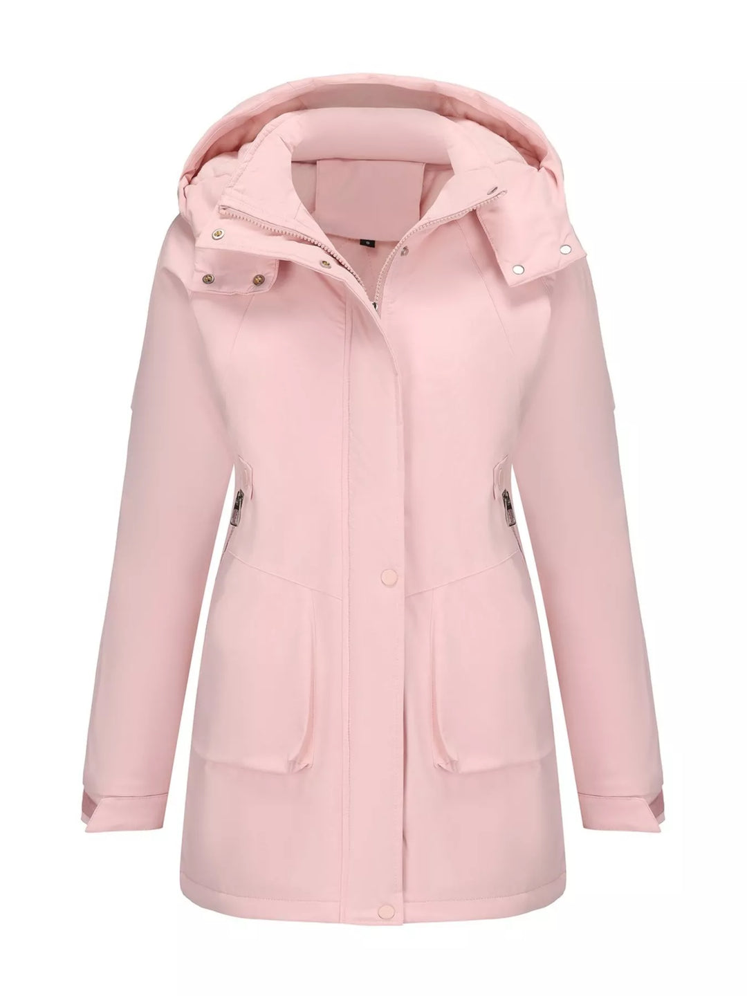 Full Size Hooded Mid-Length Windproof Outerwear Plus Size