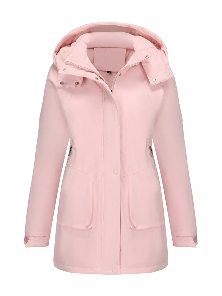 Full Size Hooded Mid-Length Windproof Outerwear Plus Size