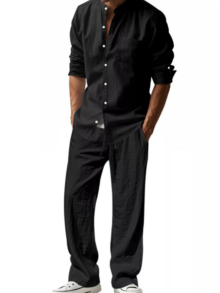 Men's Full Size Casual Button Up Shirt and Pants Plus Size