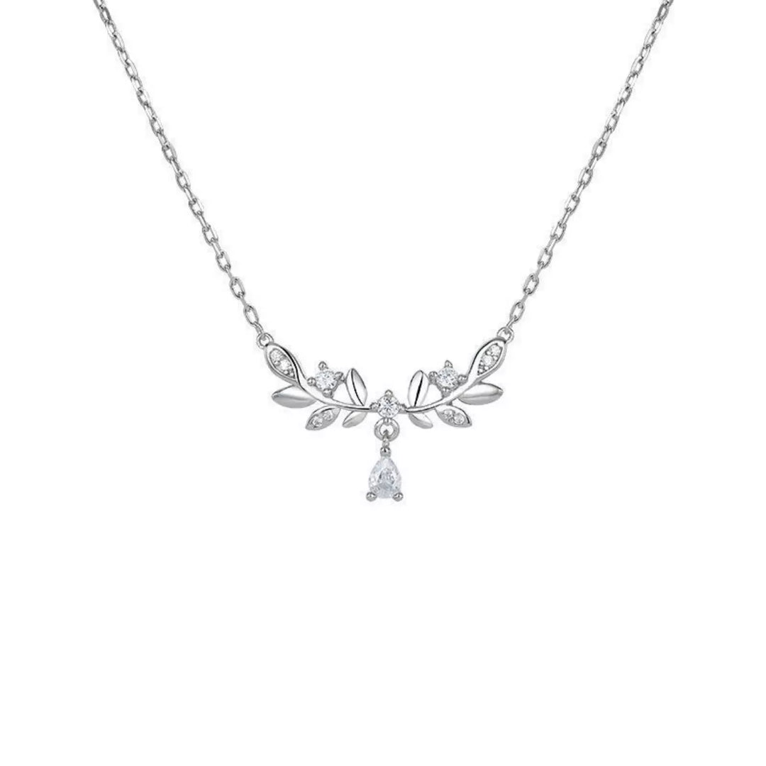 925 Sterling Silver Zircon Flower Necklace