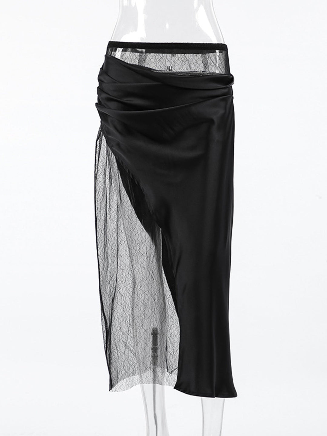 Lace Panel Midi Skirt