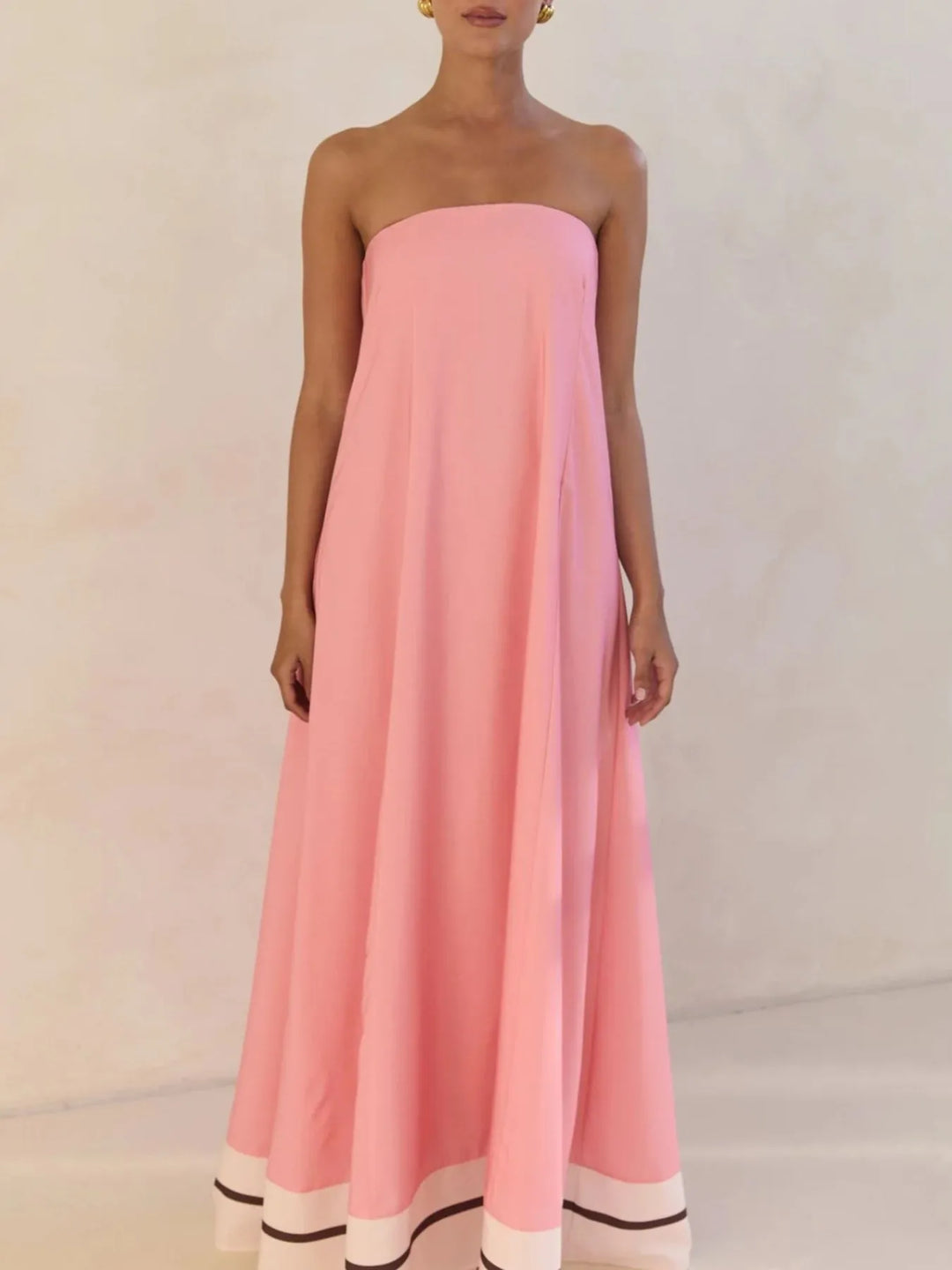 Smocked Printed Tube Maxi Dress