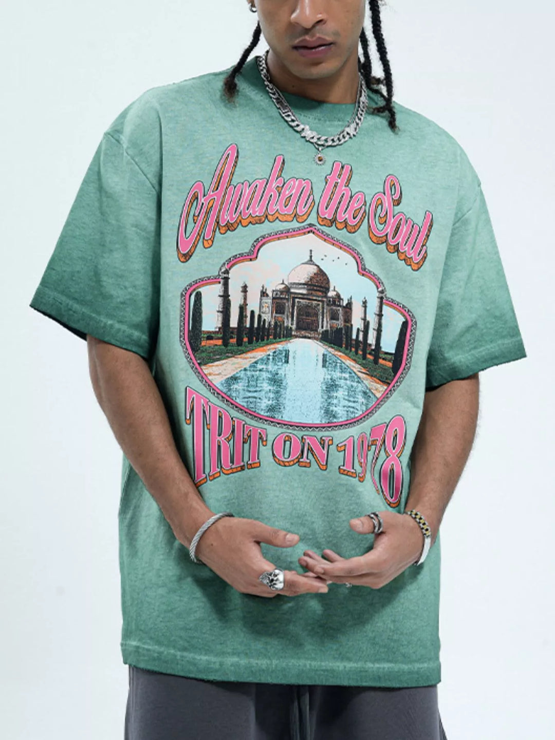 Men's Vintage Wash Graphic Round Neck T-Shirt