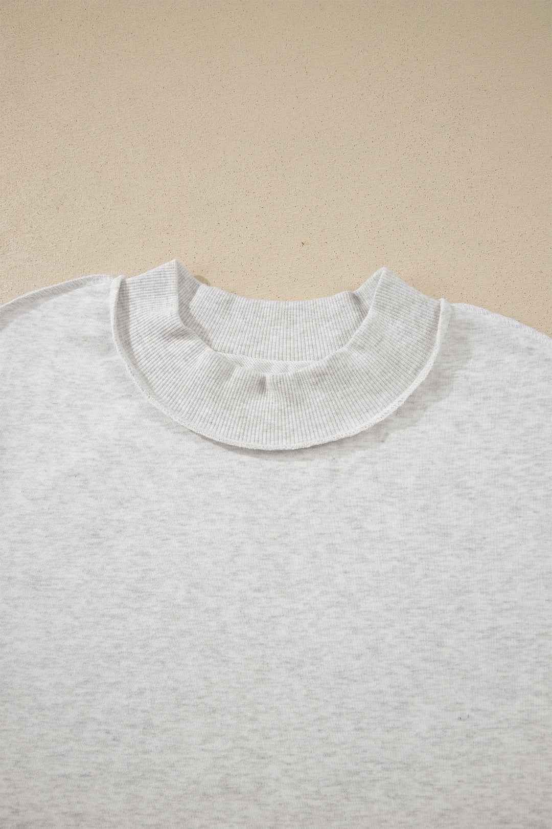 Light Grey Exposed Seam Detail Mock Neck Tee