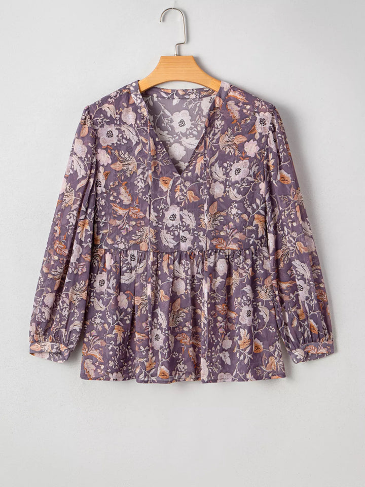 Floral Print Tie Neck Blouse
