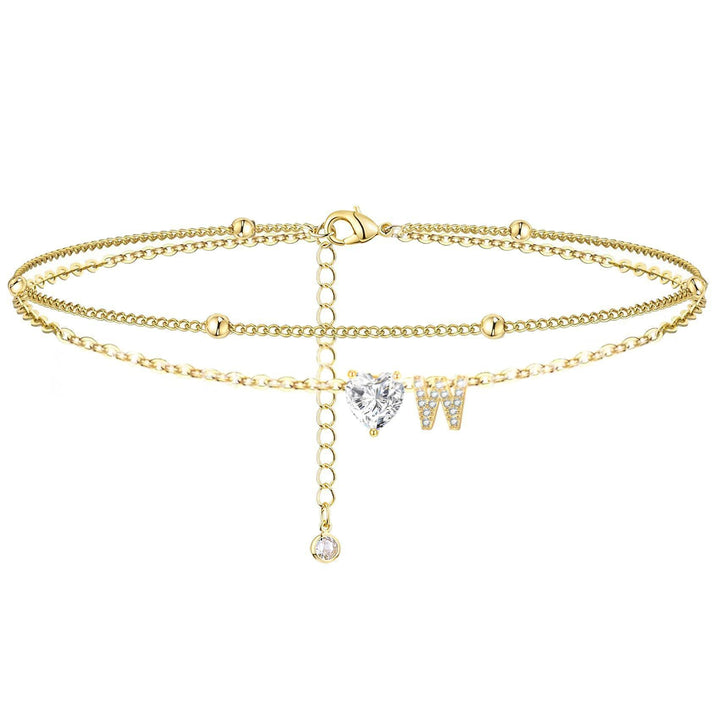 Womens Adjustable Delicate Versatile Double-layer Anklet Set