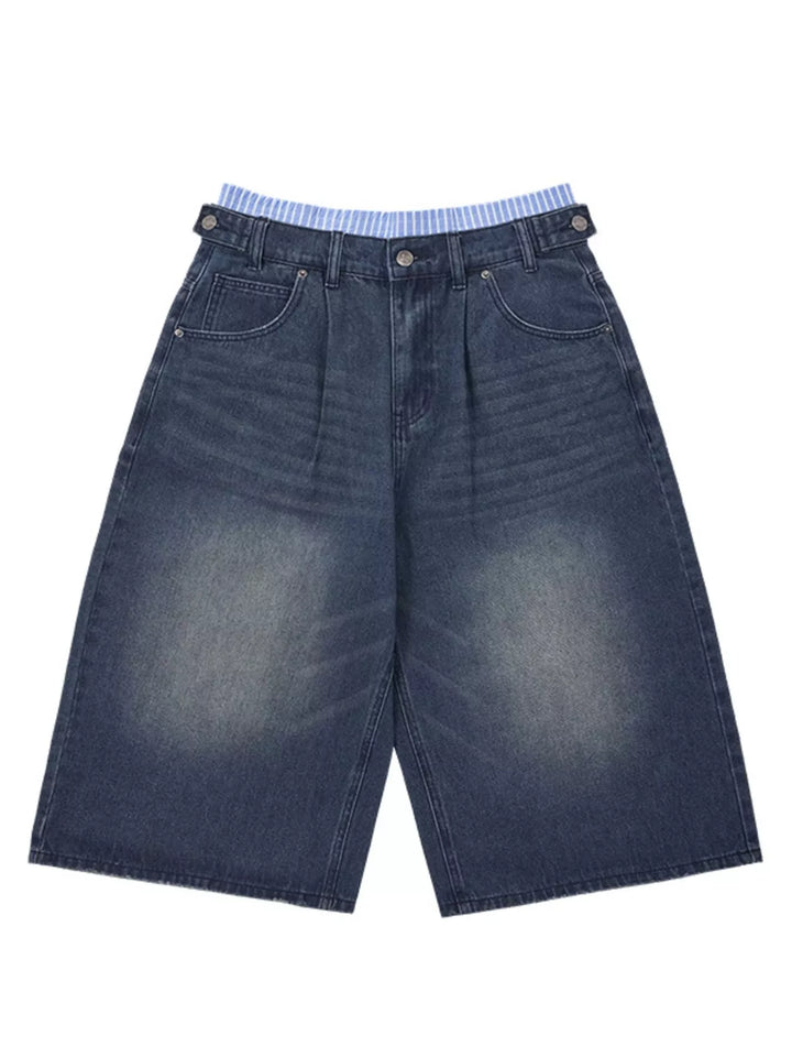 Men's Wide Leg Cropped Denim Jeans
