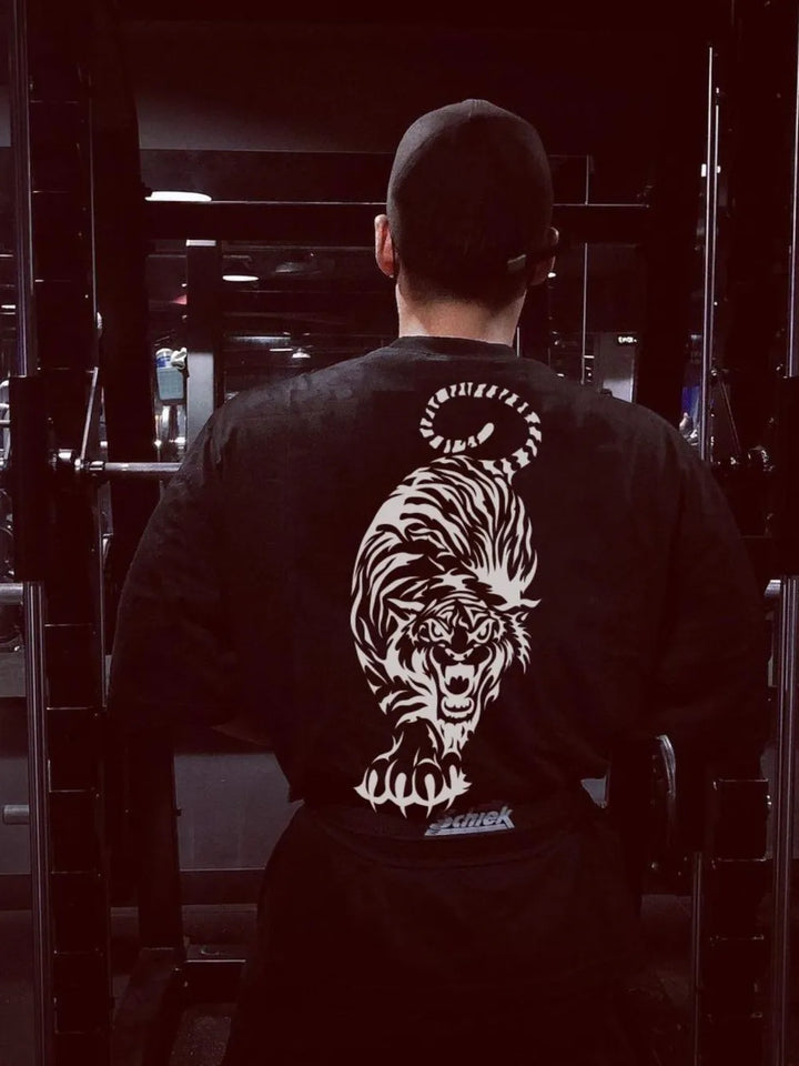 Men's Plus Size Tiger Round Neck Short Sleeve T-Shirt