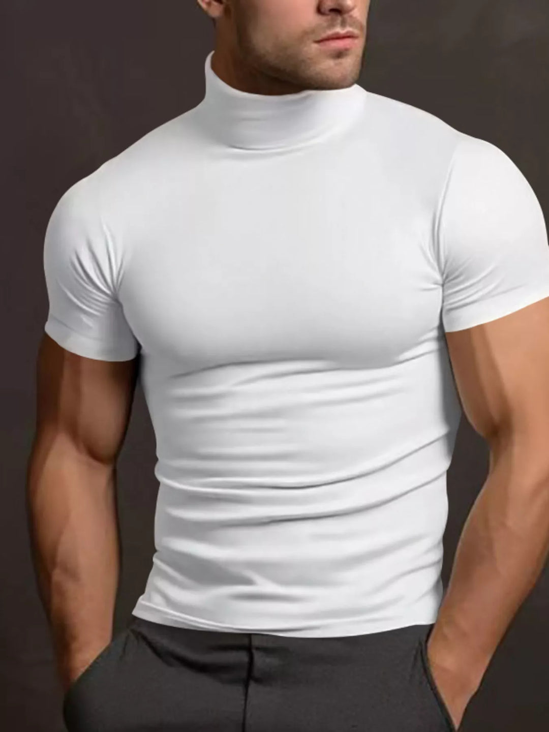Men's Full Size Short Sleeve Turtleneck T-Shirt Plus Size