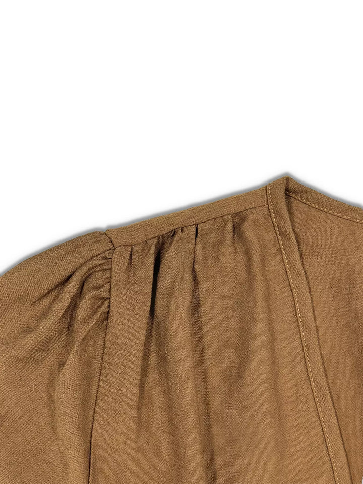 V-Neck Long Sleeve Ruffle Hem Dress